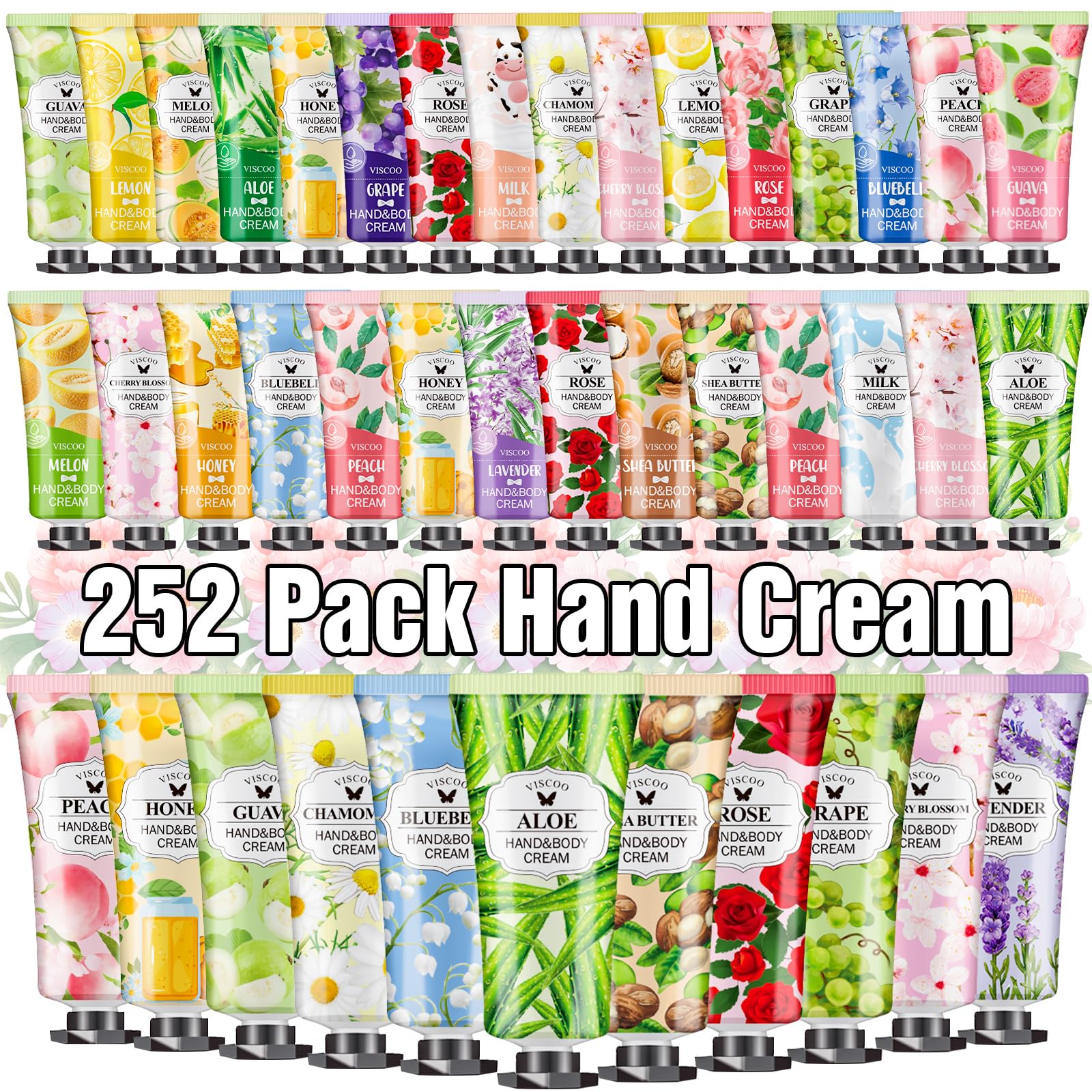 VISCOO 252 Pack Hand Cream Gift Set – 14 Fragrances, Travel-Sized Moisturizers