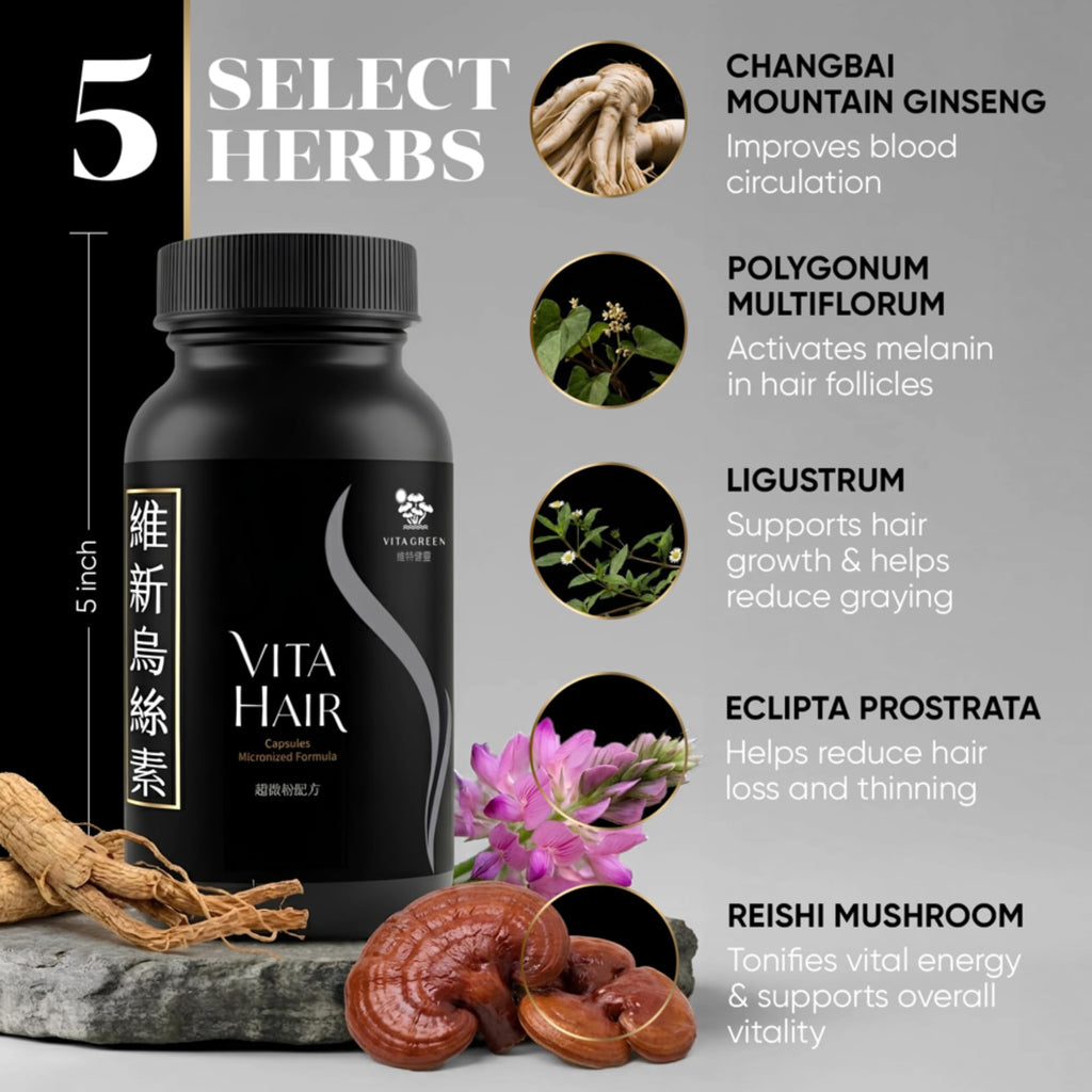 Vita Hair Micronized Formula – Natural Growth & Hair Loss Support | Vita Green – 300 Capsules