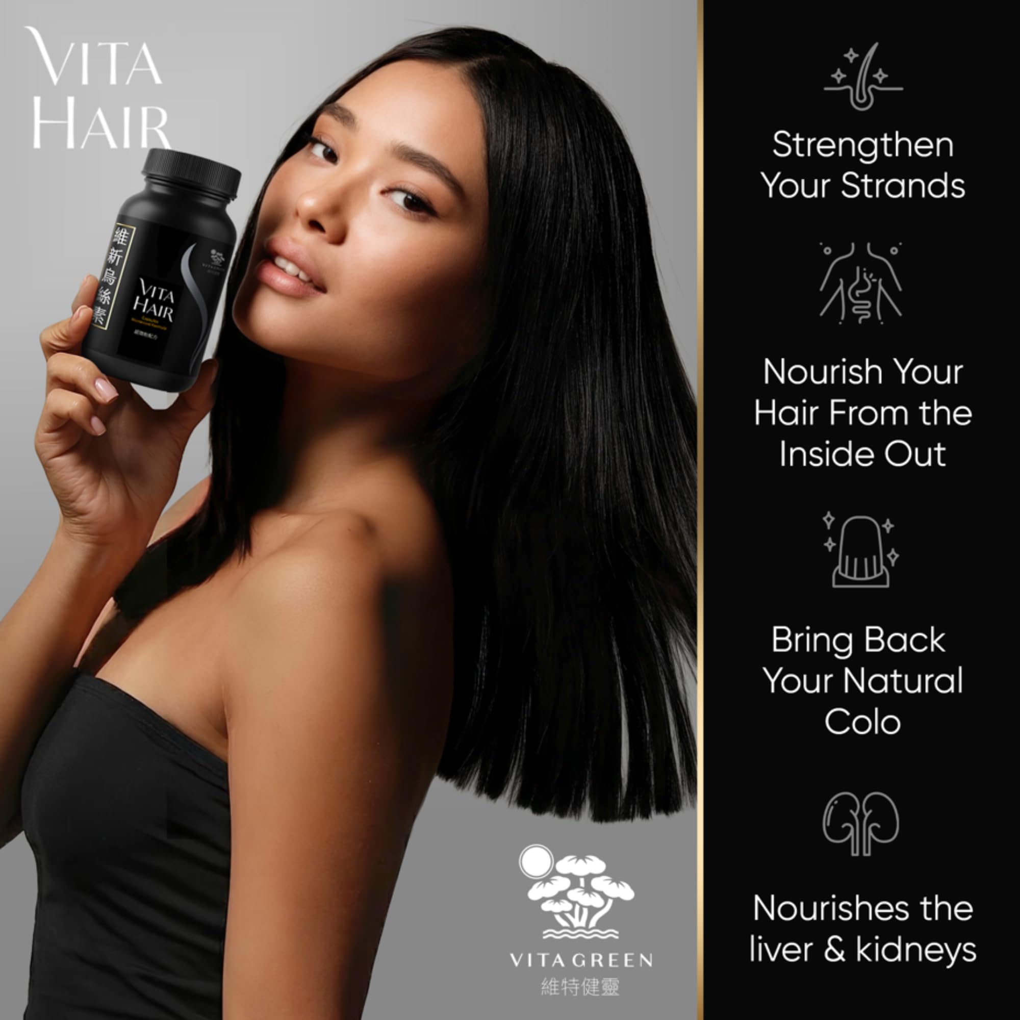 Vita Hair Micronized Formula – Natural Growth & Hair Loss Support | Vita Green – 300 Capsules