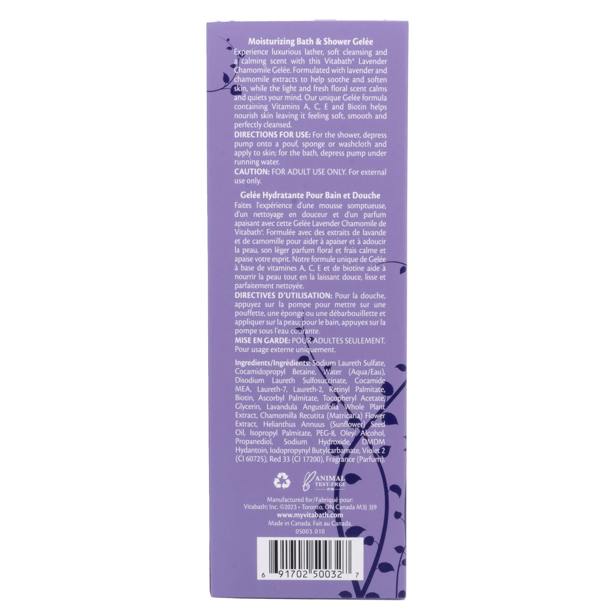Vitabath Lavender Chamomile Moisturizing Bath & Shower Gel – Calming Hydration, 21 oz