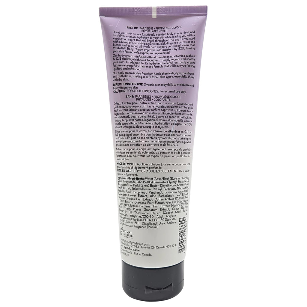 Vitabath Lavender Chamomile Moisturizing Body Cream – Soothing Hydration with Vitamin-Rich Skin Care (8 oz)