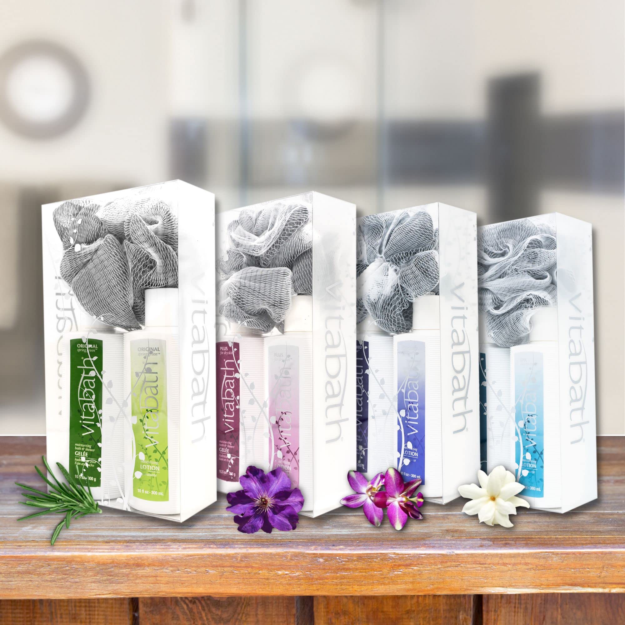 Vitabath Spa Skin Therapy Everyday Skincare Set | Moisturizing Shower Gel, Reviving Lotion & Exfoliating Pouf