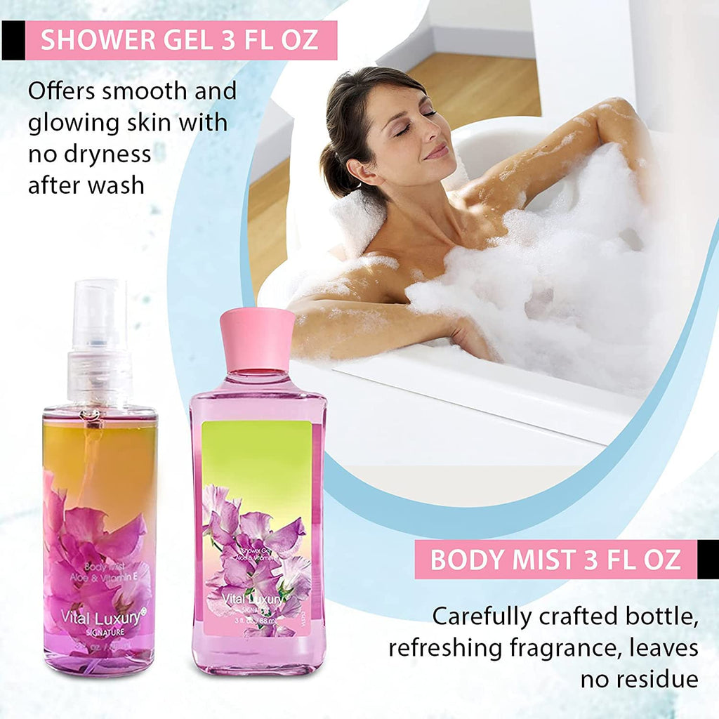 Vital Luxury Sweet Pea Bath & Body Kit – 3 oz Each | Gift Set for Her