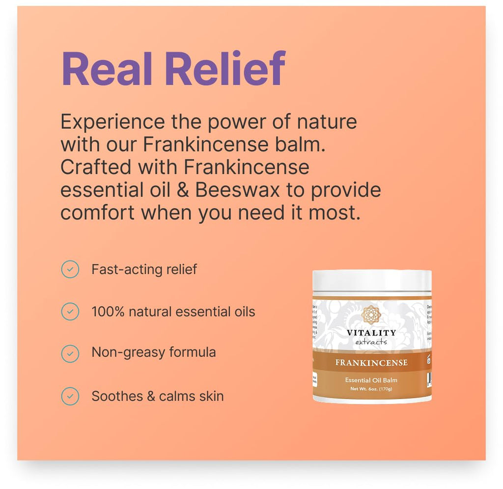 Vitality Extracts Frankincense Balm – 6oz, Boswellia Serrata, Beeswax & Olive Oil