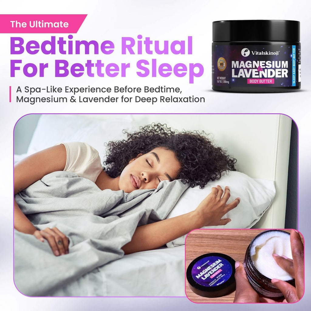 VITALSKINOIL Magnesium Lotion with Lavender — Nighttime Body Butter, 8.67 oz