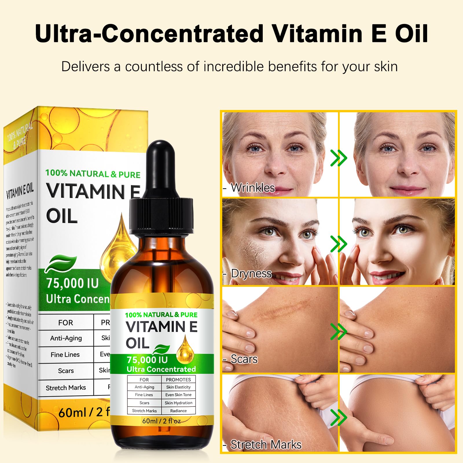 2PACK Vitamin E Oil – Pure Vitamin E Oil, 75,000 IU | Vita-min e Oils