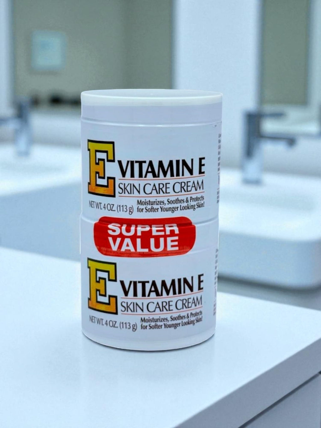 Vitamin E Skin Care Cream 4oz Jar Twin Pack – Intensive Moisturizer for Dry Skin