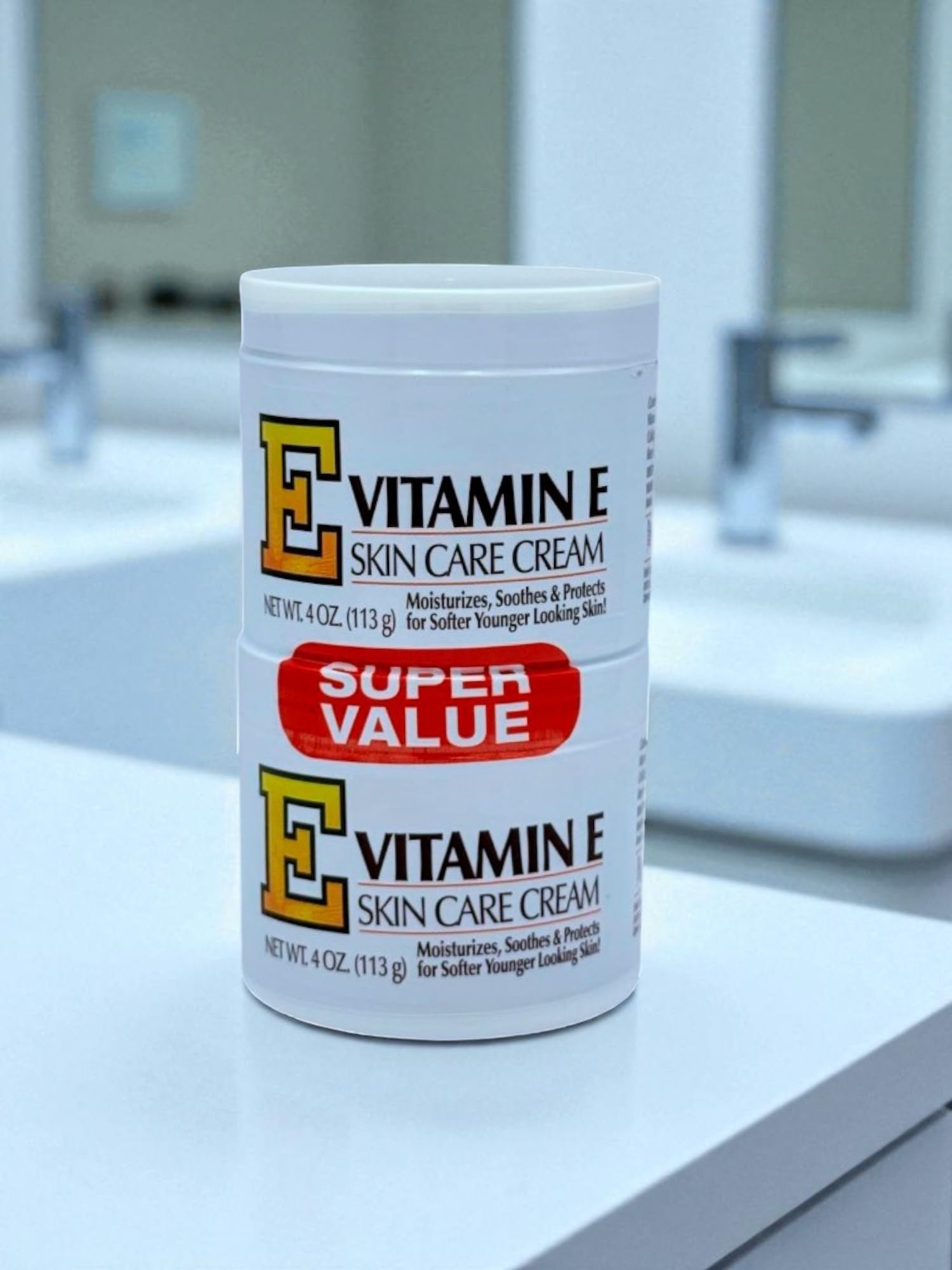 Vitamin E Skin Care Cream 4oz Jar Twin Pack – Intensive Moisturizer for Dry Skin