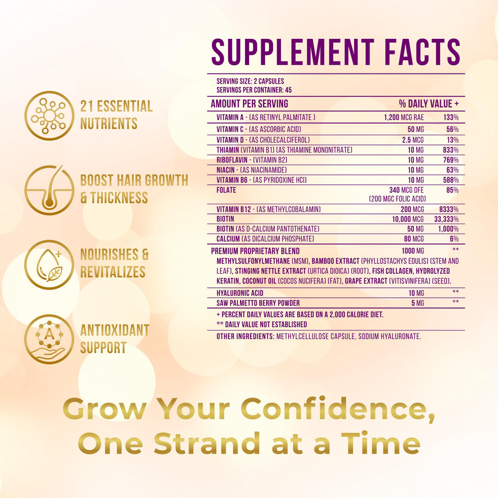 Vitamo Postpartum Hair Loss Vitamins for Women | Postnatal Hair Growth with Hyaluronic Acid & Biotin | 90 Capsules