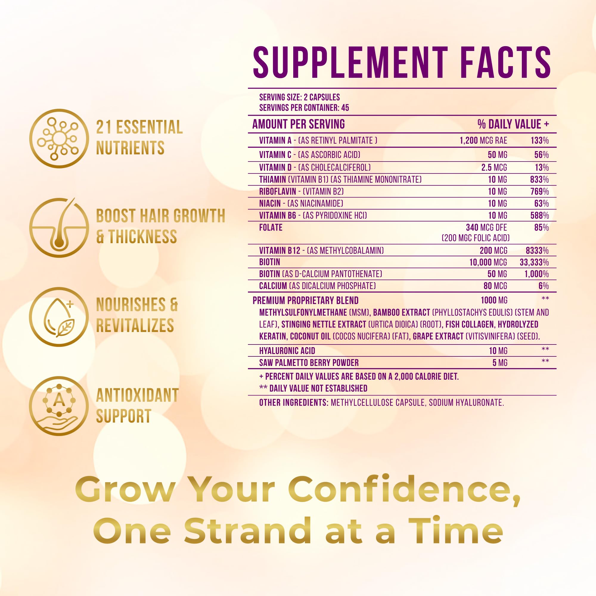 Vitamo Postpartum Hair Loss Vitamins for Women | Postnatal Hair Growth with Hyaluronic Acid & Biotin | 90 Capsules
