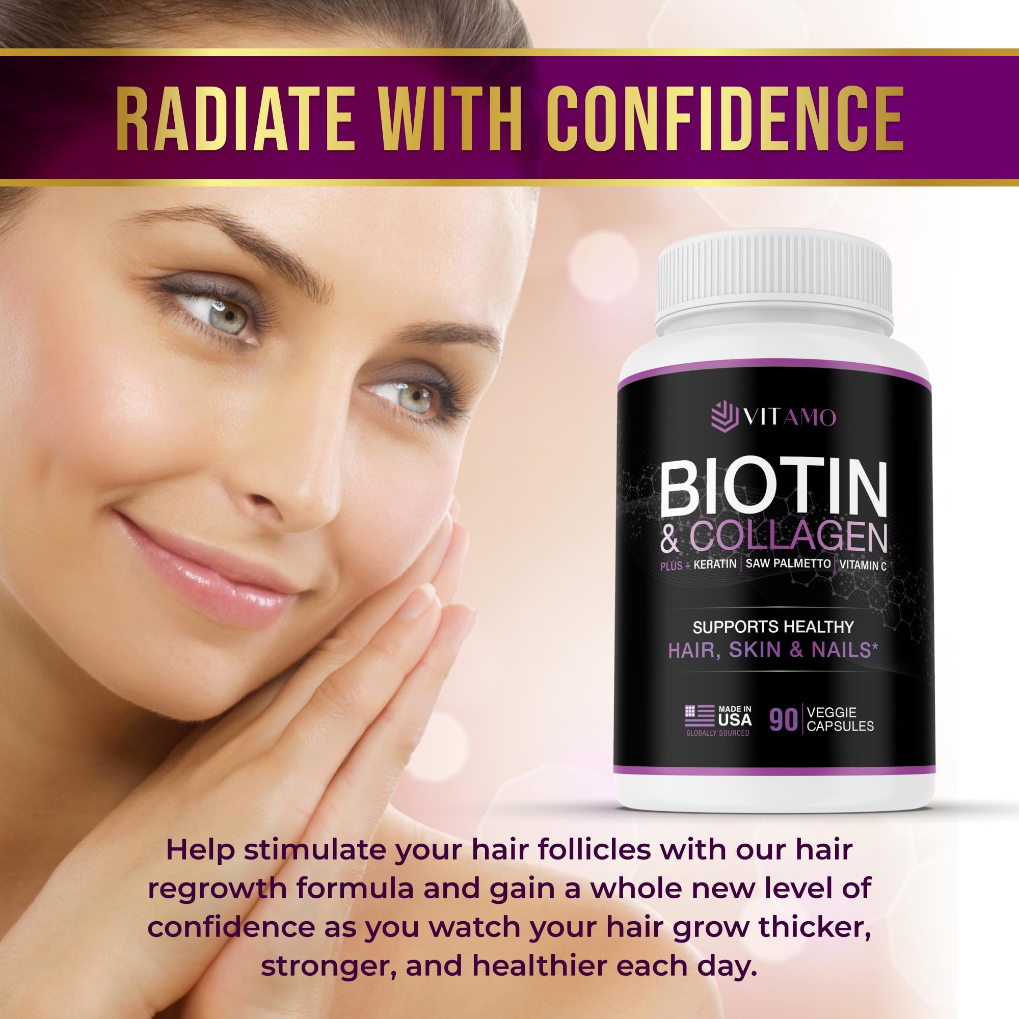 Vitamo Postpartum Hair Loss Vitamins for Women | Postnatal Hair Growth with Hyaluronic Acid & Biotin | 90 Capsules