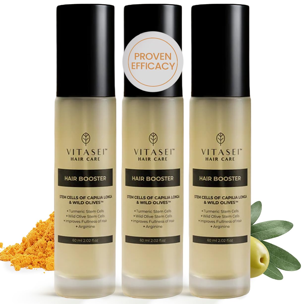 Vitasei Hair Booster 2 Fl Oz (3 Pack) – Capilia Longa, Wild Olive Stem Cells & Arginine for Thicker, Stronger Hair