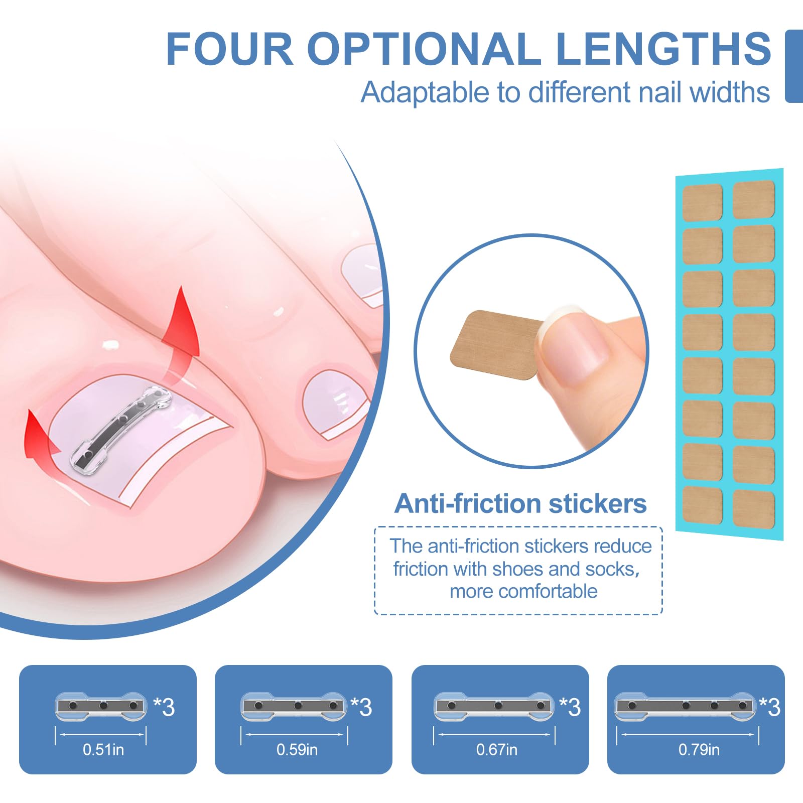 VITASY 12Pcs Ingrown Toenail Corrector Strips – 4 Sizes, Quick Home Relief Kit