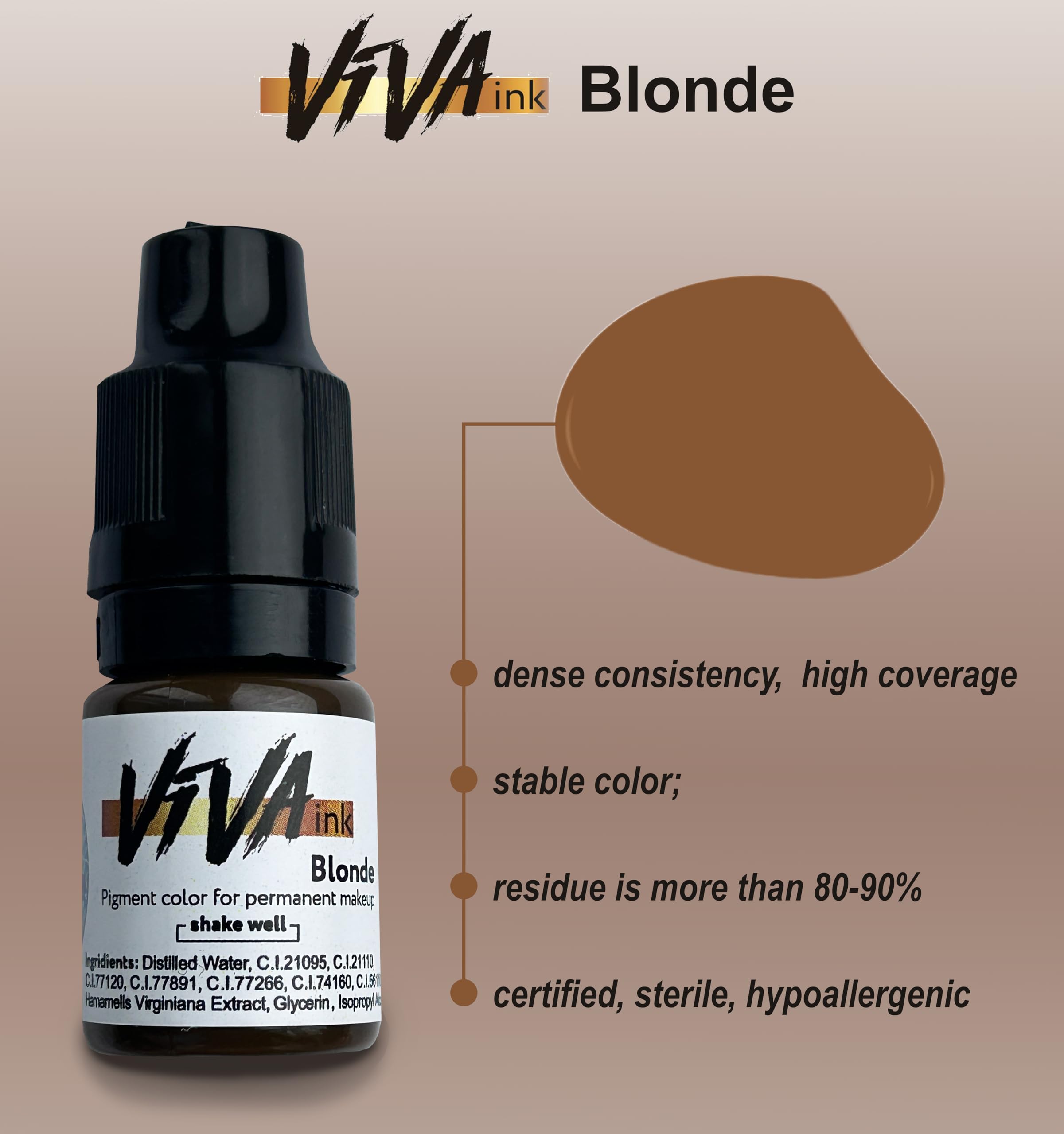 VIVA INK Eyebrow Pigment Blonde – Long-Lasting Microblading Ink (0.2 oz)