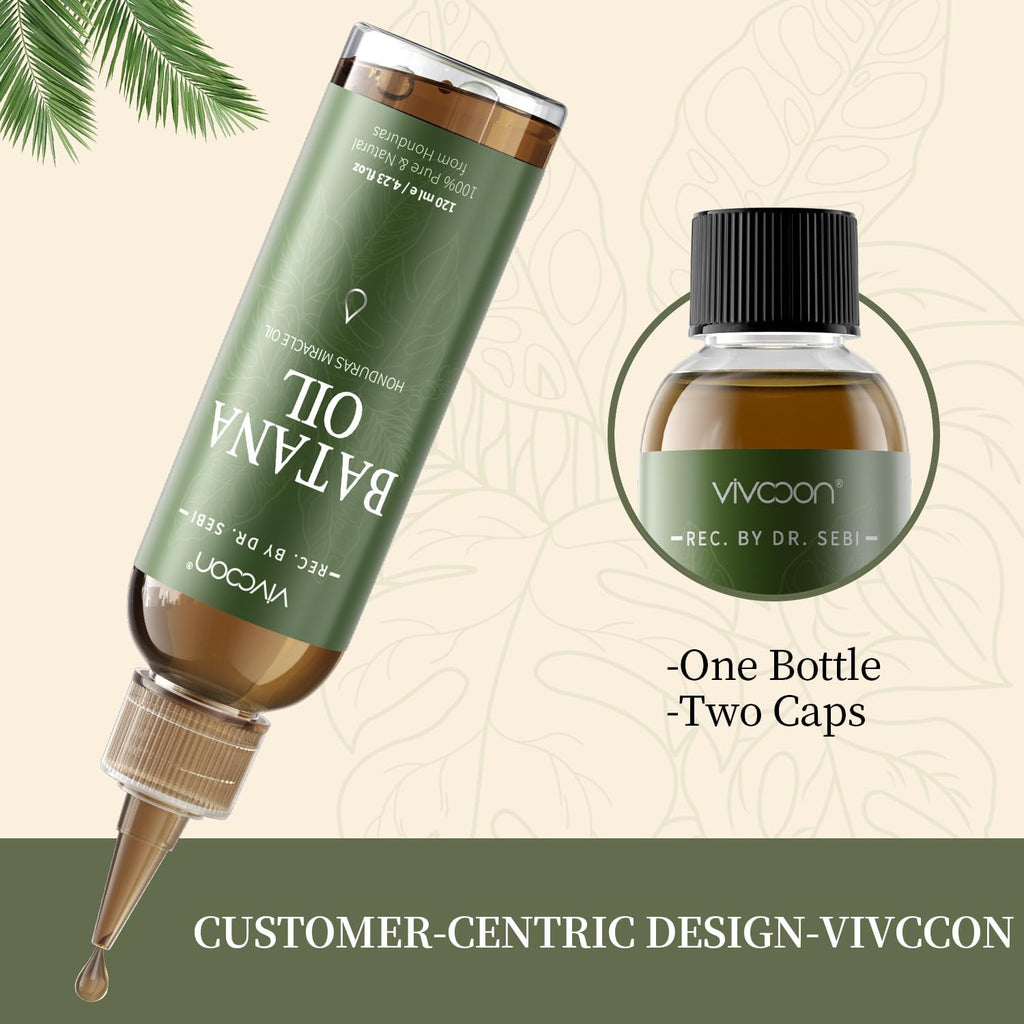 Vivccon Batana Oil – 100% Pure Batana Oil from Honduras | Hair, Scalp & Skin (4.23 fl oz)