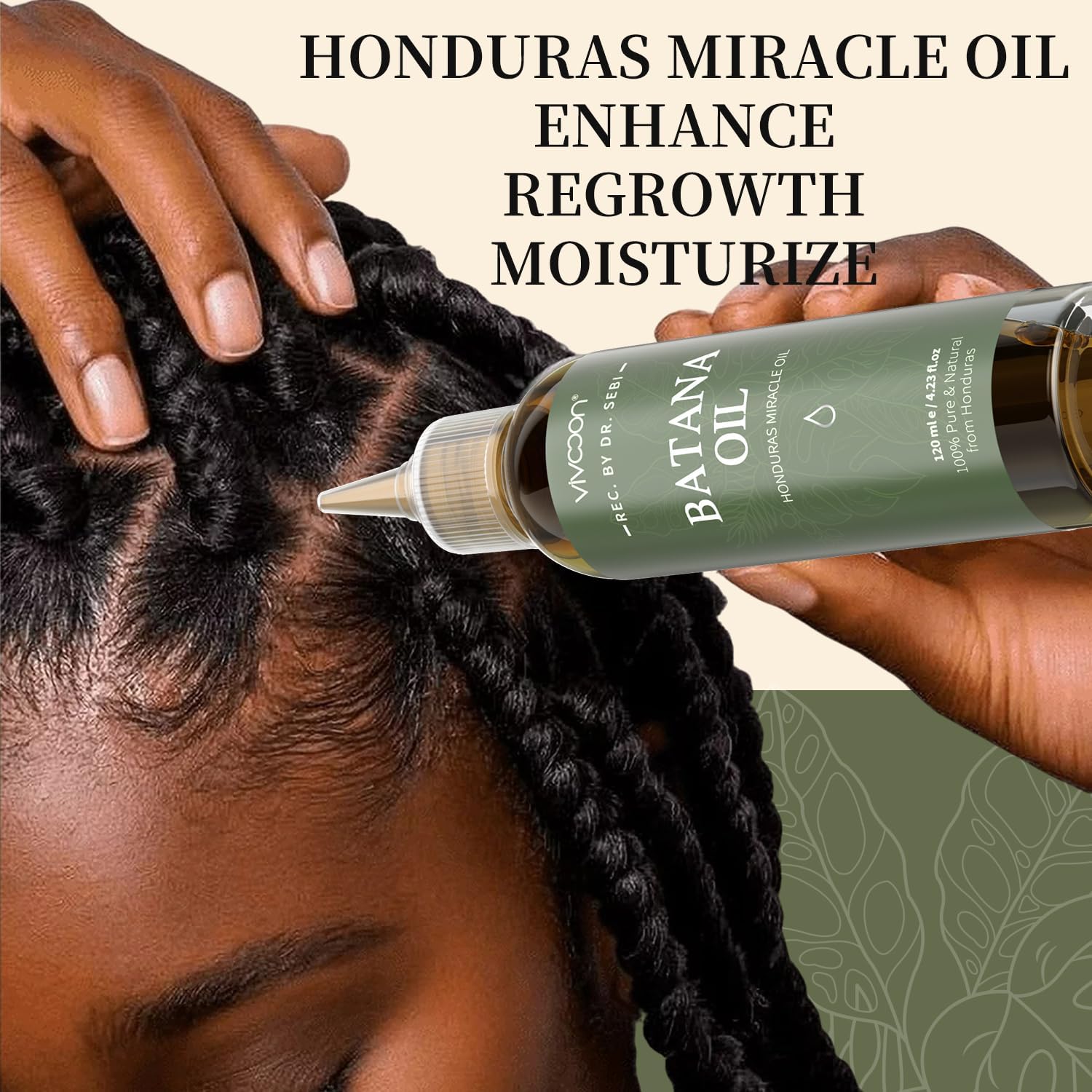 Vivccon Batana Oil – 100% Pure Batana Oil from Honduras | Hair, Scalp & Skin (4.23 fl oz)