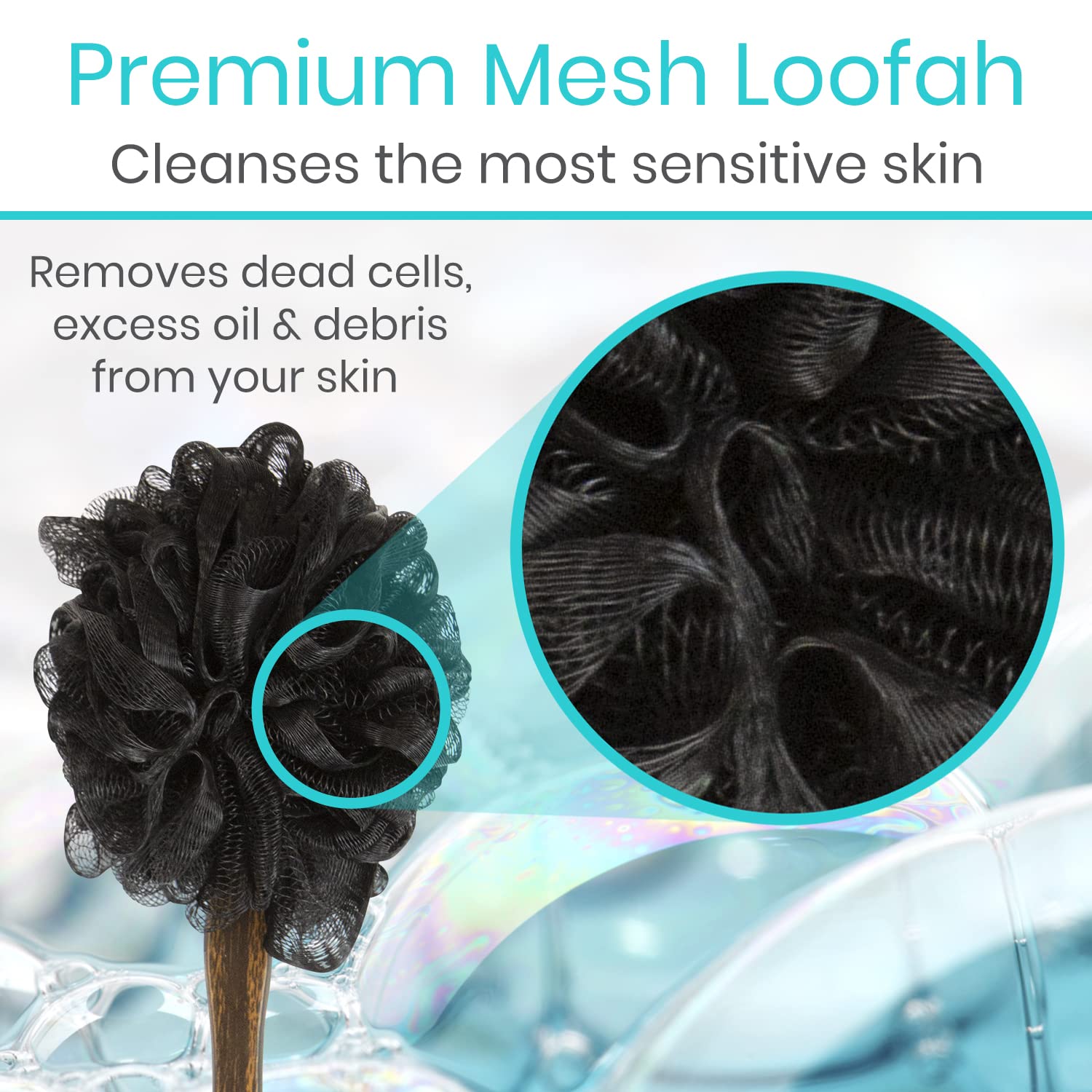 Vive 17-Inch Shower Loofah with Long Handle – Back & Body Scrubber
