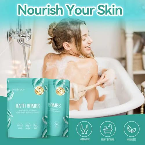 Vivifyrean Bath Bombs Gift Set – 8 Organic Fizzing Bath Bombs for Women