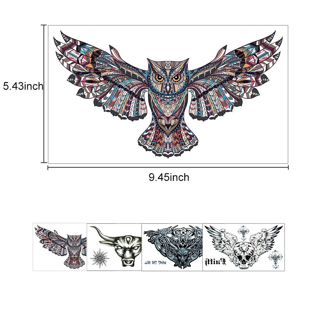 VIWIEU Large Tattoos: 5 Sheets of 3D Realistic Temporary Body Art