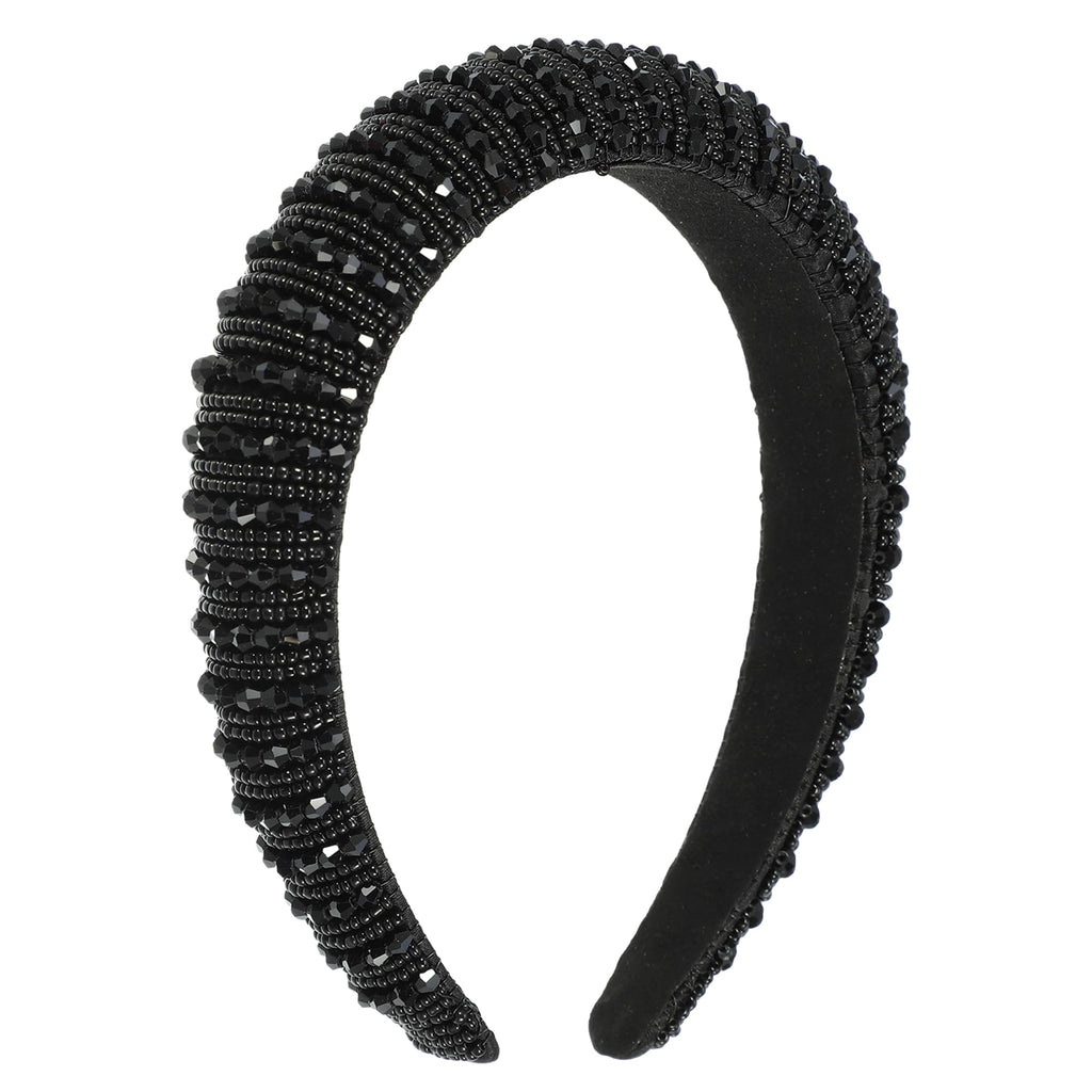 VOCOSTE Crystal Headband with Rhinestones – Black, 1.2 Inch Wide
