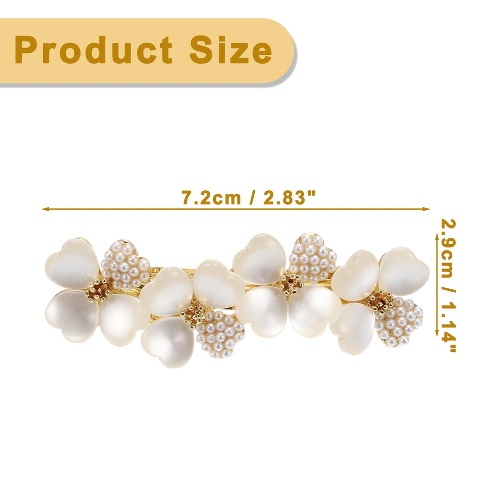 VOCOSTE Vintage Rhinestone Flower Hair Barrette – Small French Crystal Clip – Champagne