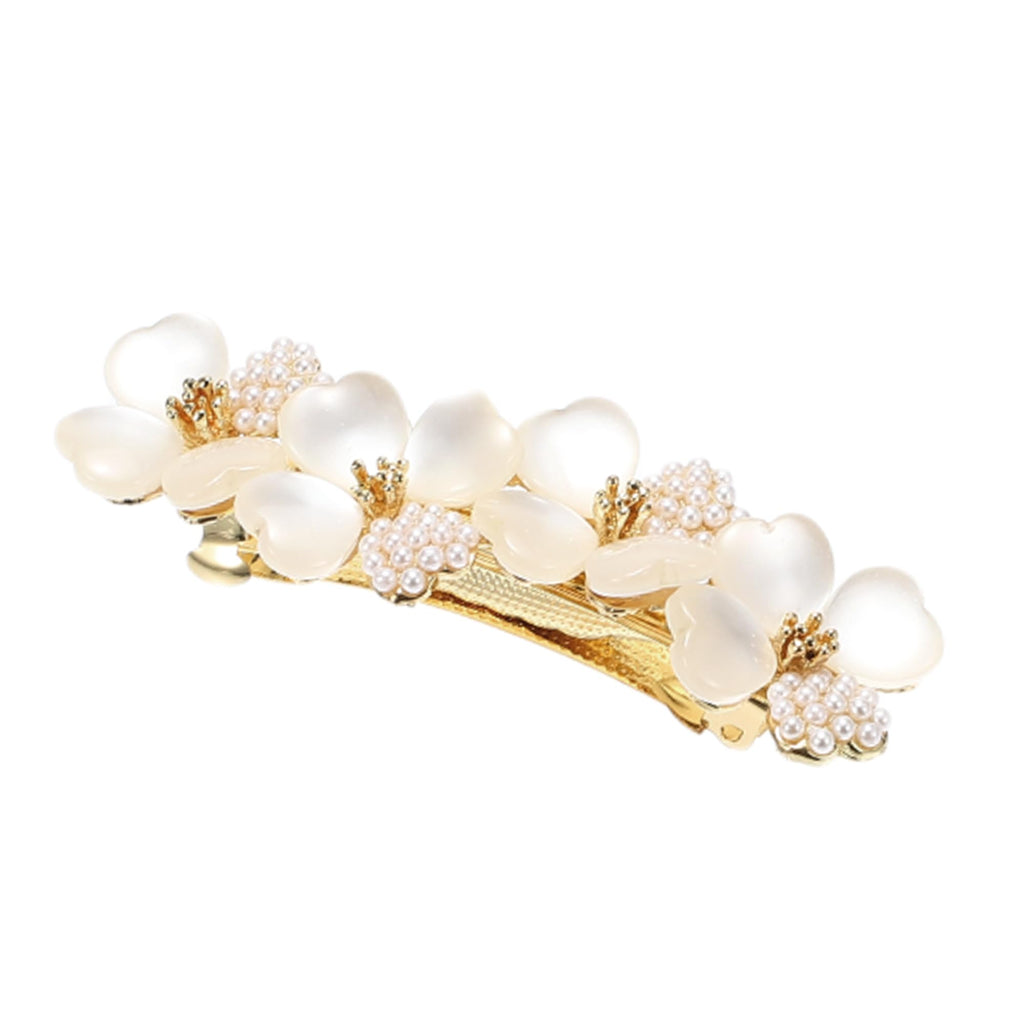 VOCOSTE Vintage Rhinestone Flower Hair Barrette – Small French Crystal Clip – Champagne