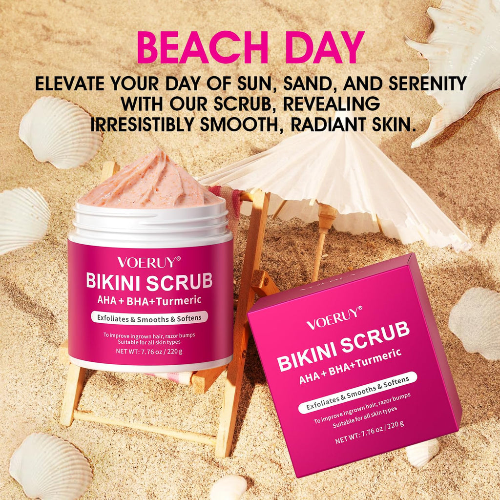 VOERUY Bikini Area Exfoliator – 10% AHA+BHA with Turmeric for Smoother Skin and Fewer Ingrown Hairs