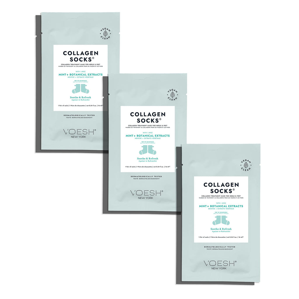 VOESH Collagen Socks with Peppermint Oil – 3 Pack, Vegan Dry Feet & Cracked Heel Care