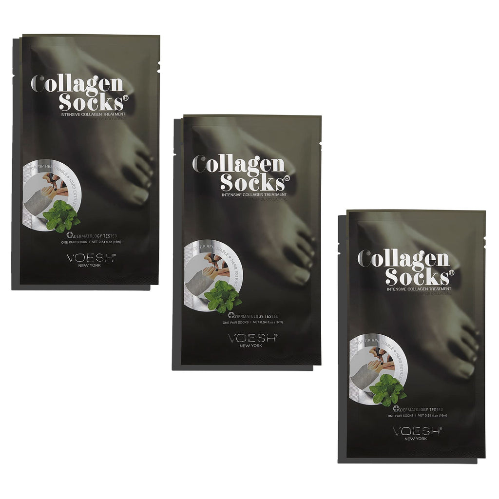 VOESH Collagen Socks with Peppermint Oil – 3 Pack, Vegan Dry Feet & Cracked Heel Care