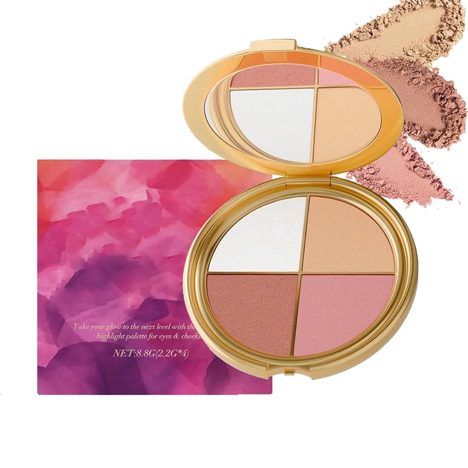 VOGUZY Eye & Cheek Palette | 4-in-1 Eyeshadow, Highlighter & Blush Kit