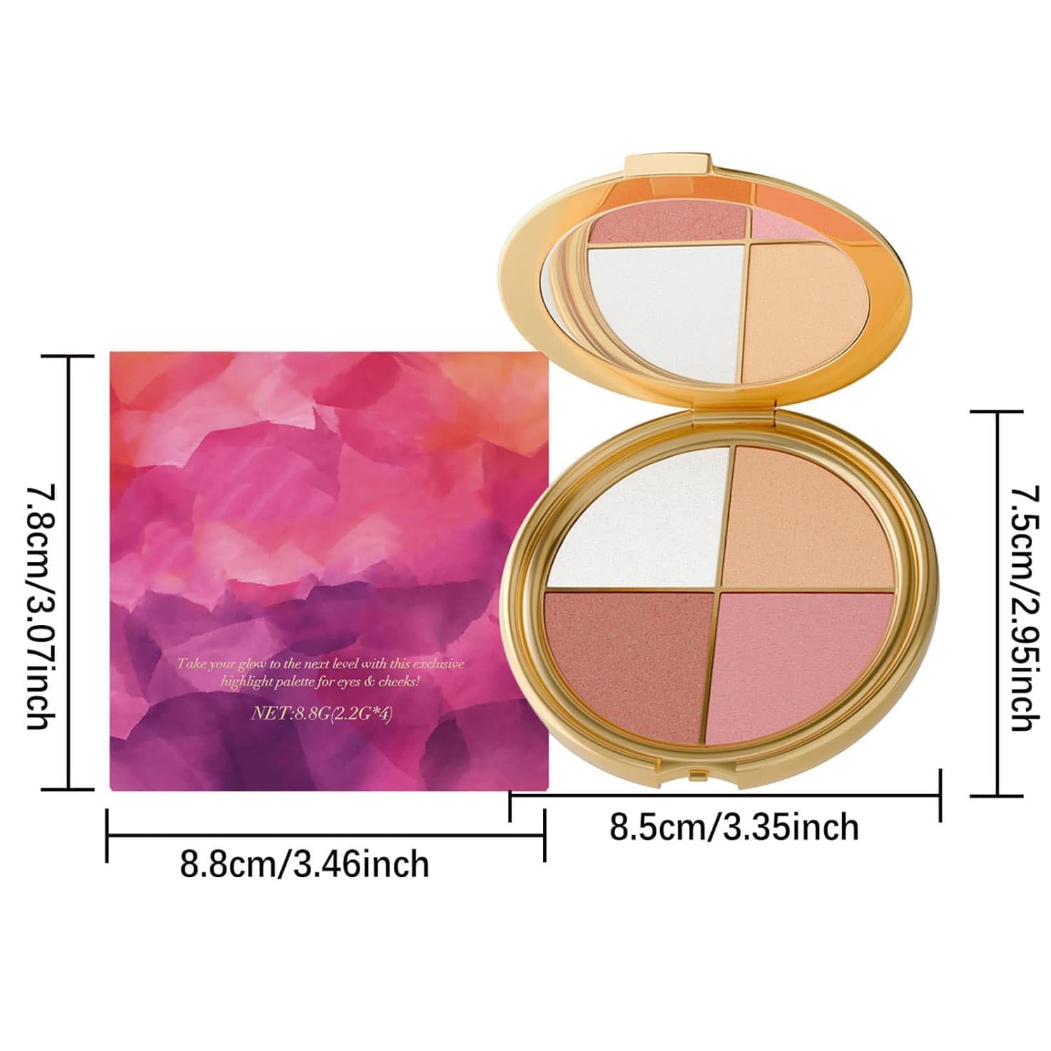 VOGUZY Eye & Cheek Palette | 4-in-1 Eyeshadow, Highlighter & Blush Kit