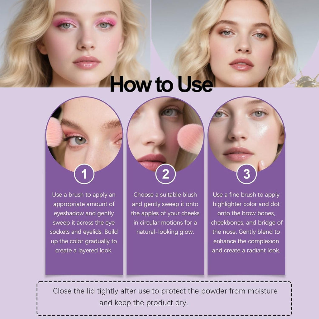 VOGUZY Eye & Cheek Palette | 4-in-1 Eyeshadow, Highlighter & Blush Kit