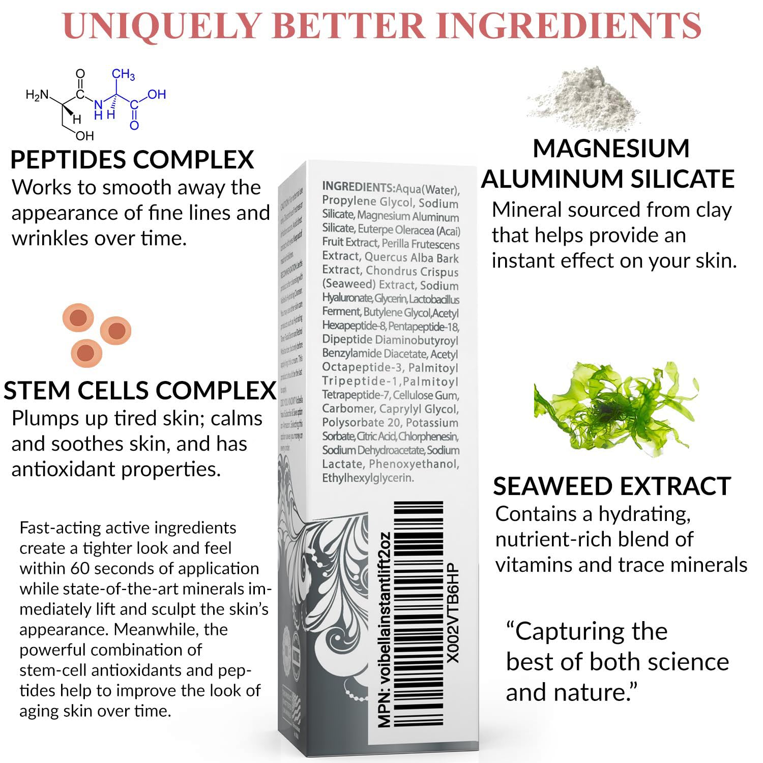 VOIBELLA BEAUTY Instant Face Lift Cream – Tightening & Firming for Eyes, Neck & Face (2 oz)