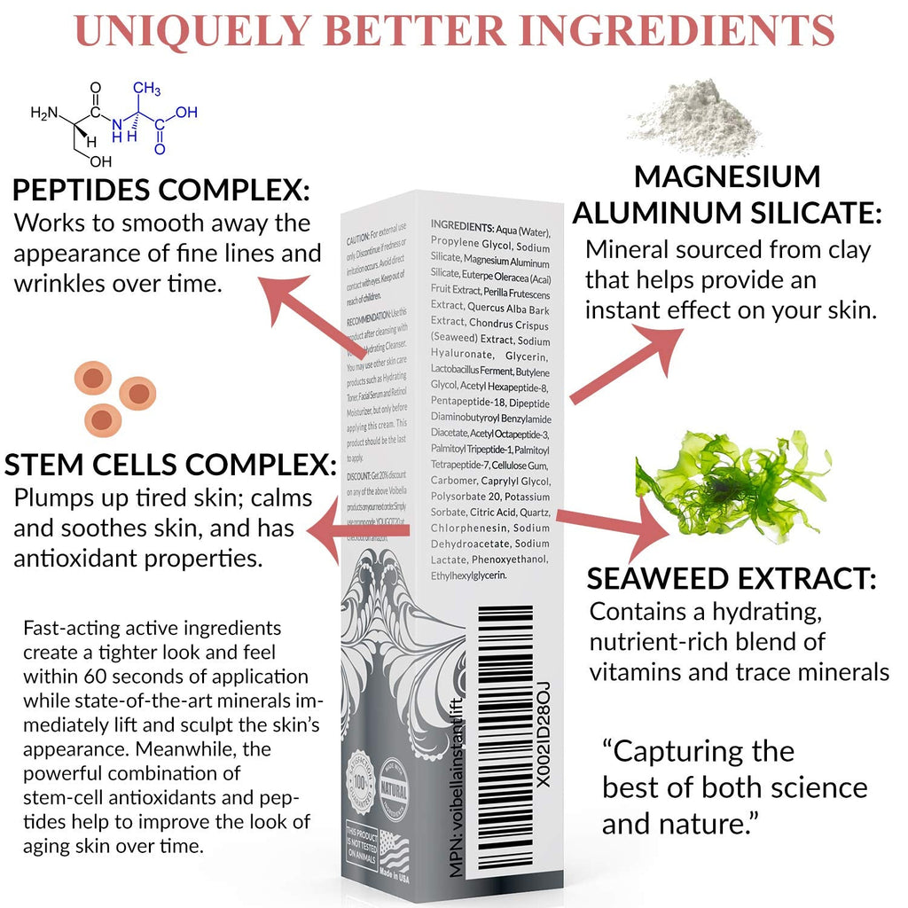 Voibella Instant Face Lift Cream | Eye, Neck & Face Tightening, Lifting & Firming Serum