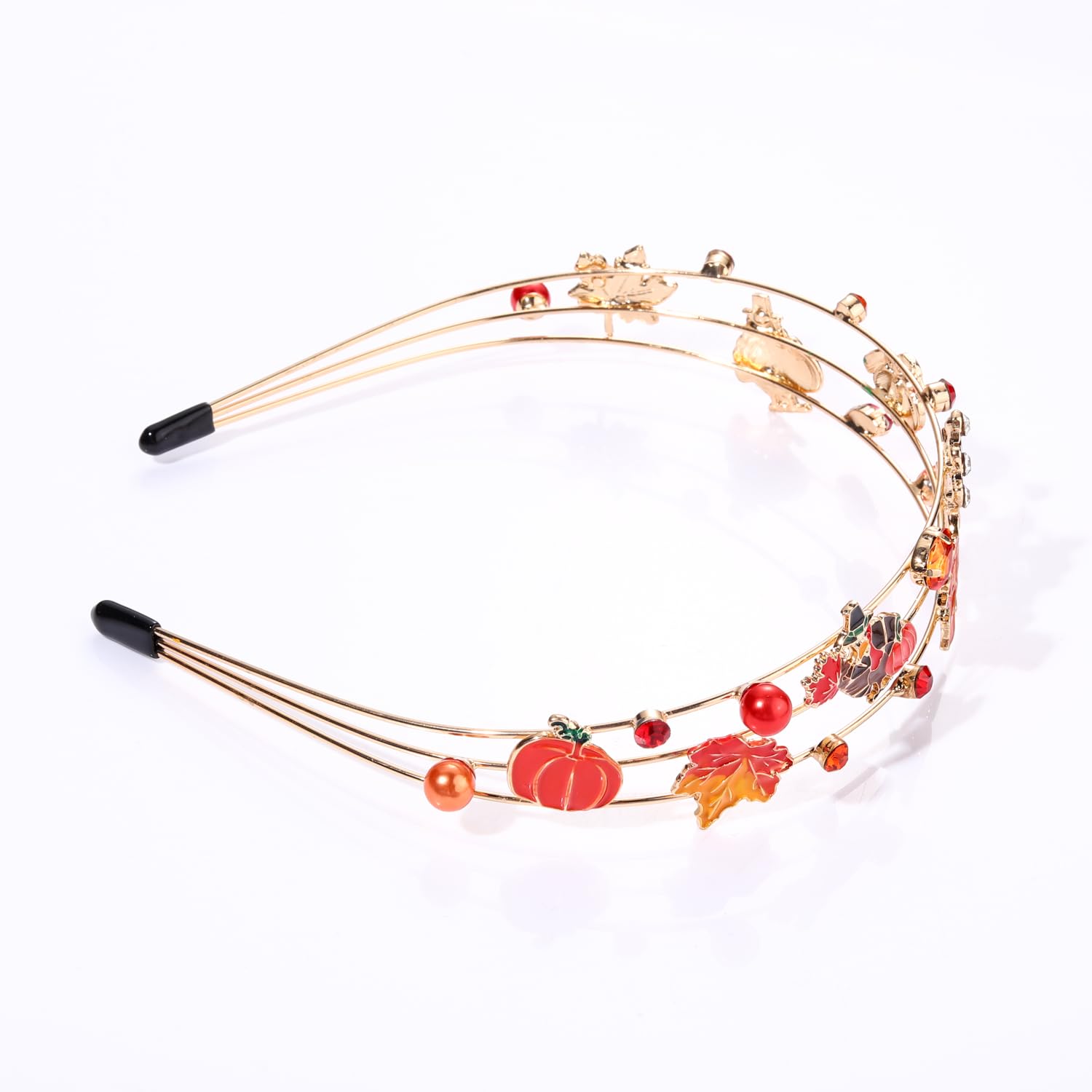 Vokone Thanksgiving Headbands for Women – Maple Leaf & Turkey Crystal Hair Accessory