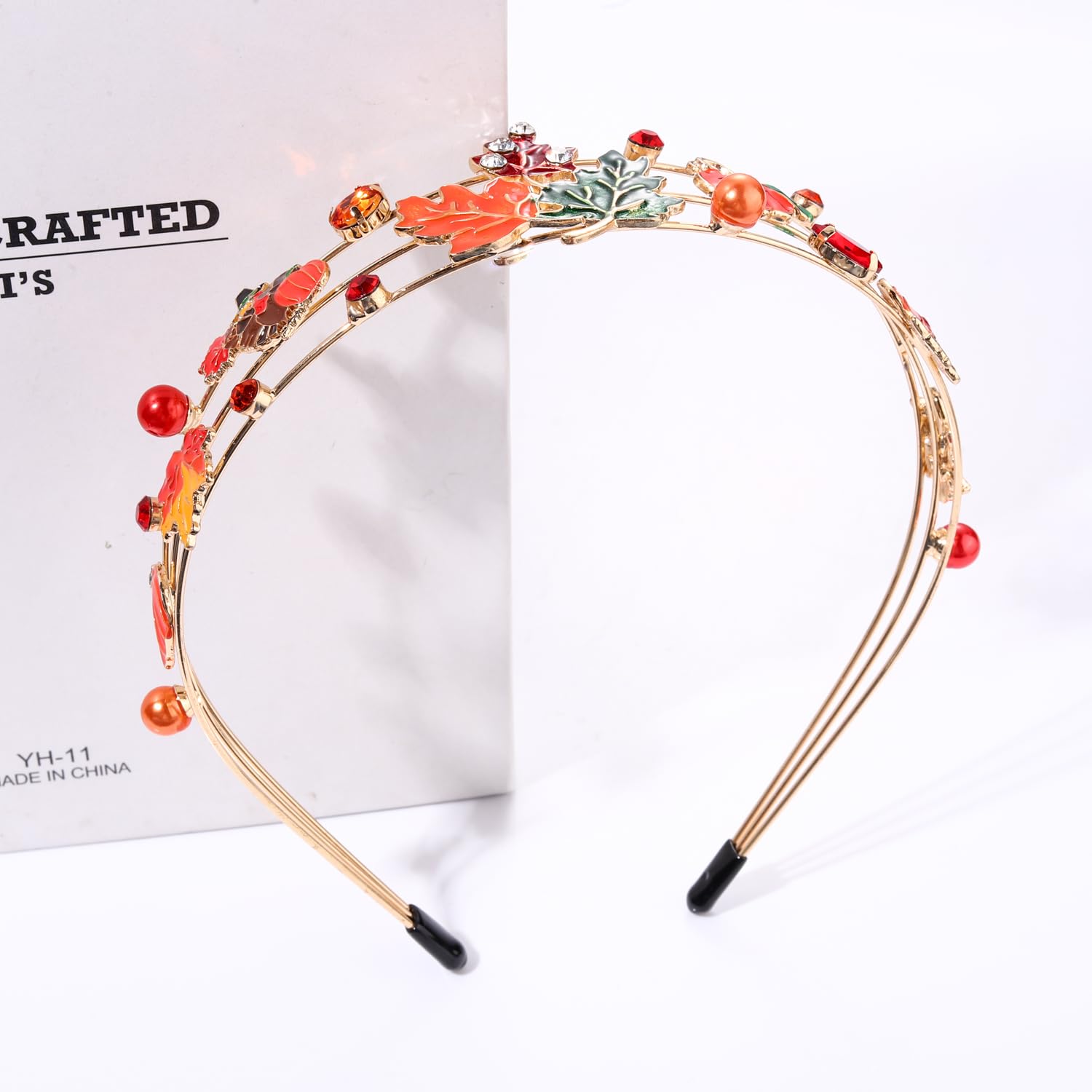 Vokone Thanksgiving Headbands for Women – Maple Leaf & Turkey Crystal Hair Accessory