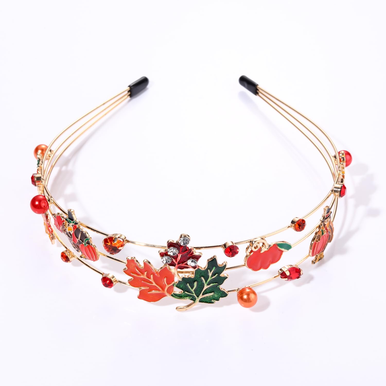 Vokone Thanksgiving Headbands for Women – Maple Leaf & Turkey Crystal Hair Accessory