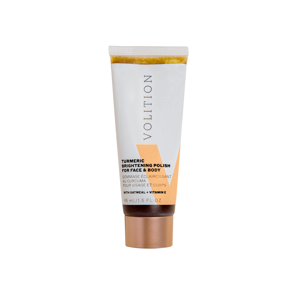 Volition Beauty Turmeric Brightening Polish with Oatmeal + Vitamin E | Exfoliating Scrub for Face & Body