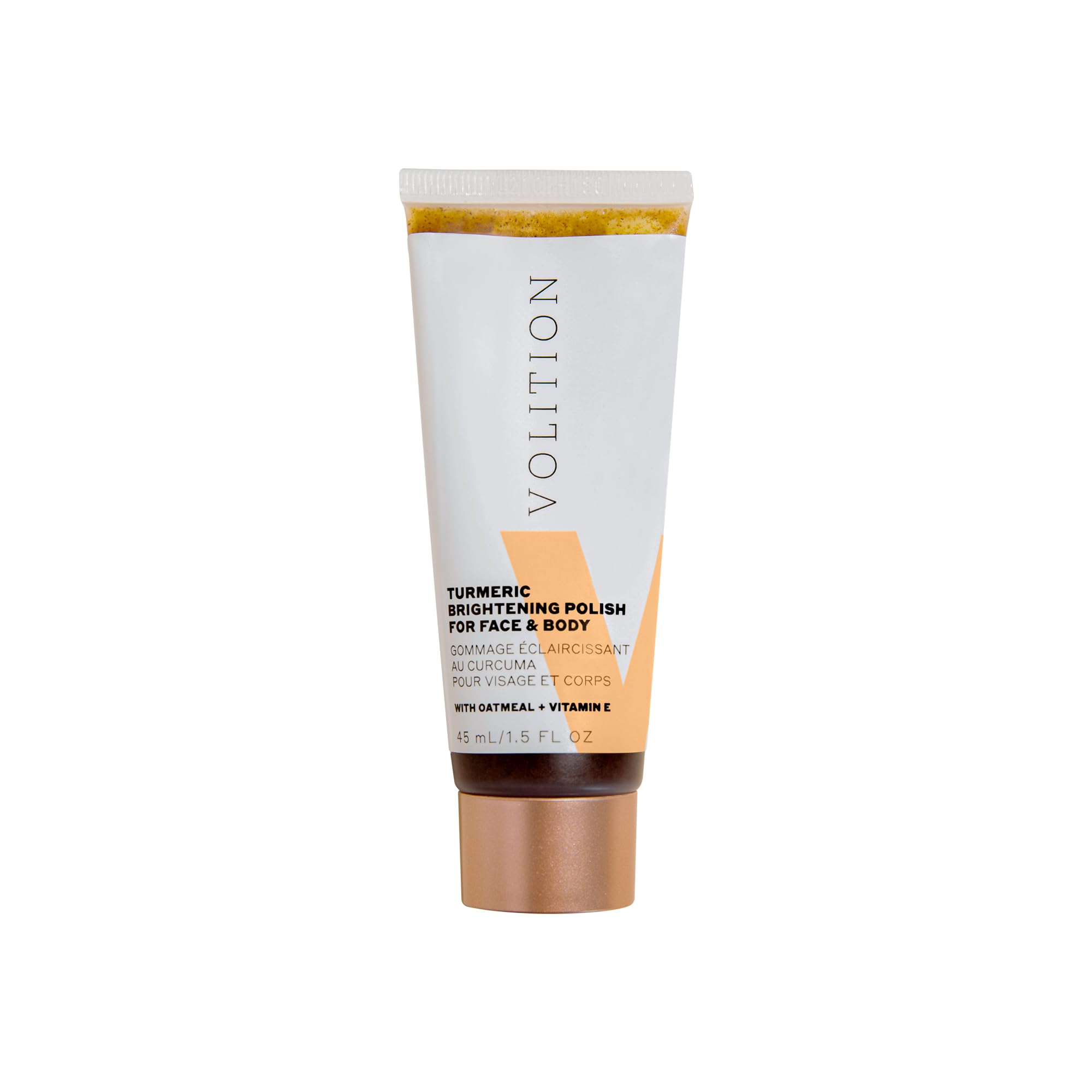 Volition Beauty Turmeric Brightening Polish with Oatmeal + Vitamin E | Exfoliating Scrub for Face & Body