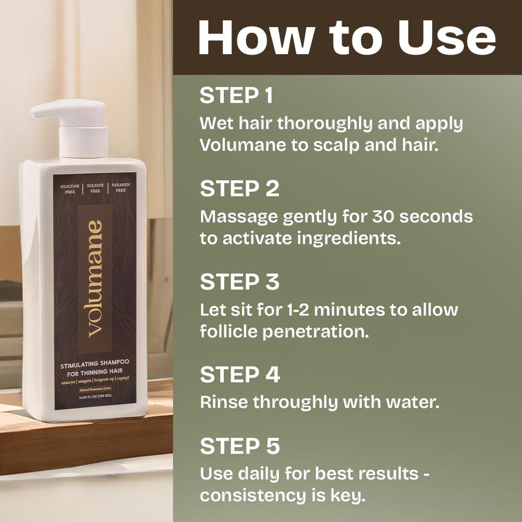 Volumane Anti-Thinning Shampoo for Men – Thickening & Regrowth Support | Sulfate & Silicone Free