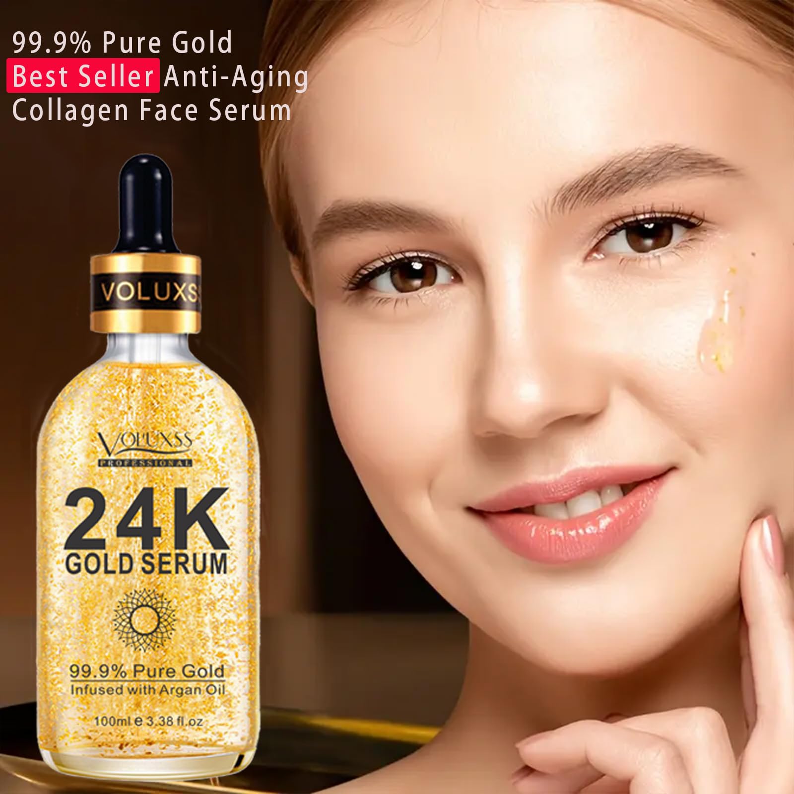 Voluxss 24K Gold Anti-Aging Serum 2-Pack | Vitamin C & Hyaluronic Acid for Firmness & Glow