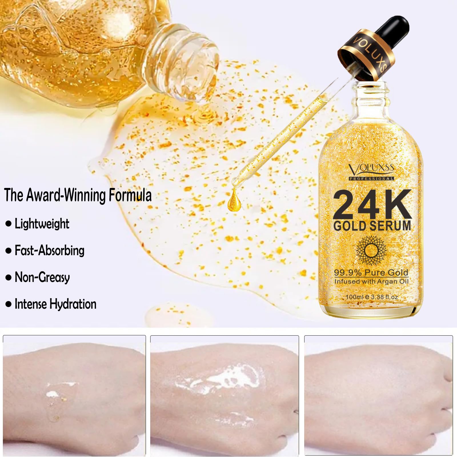 Voluxss 24K Gold Anti-Aging Serum 2-Pack | Vitamin C & Hyaluronic Acid for Firmness & Glow