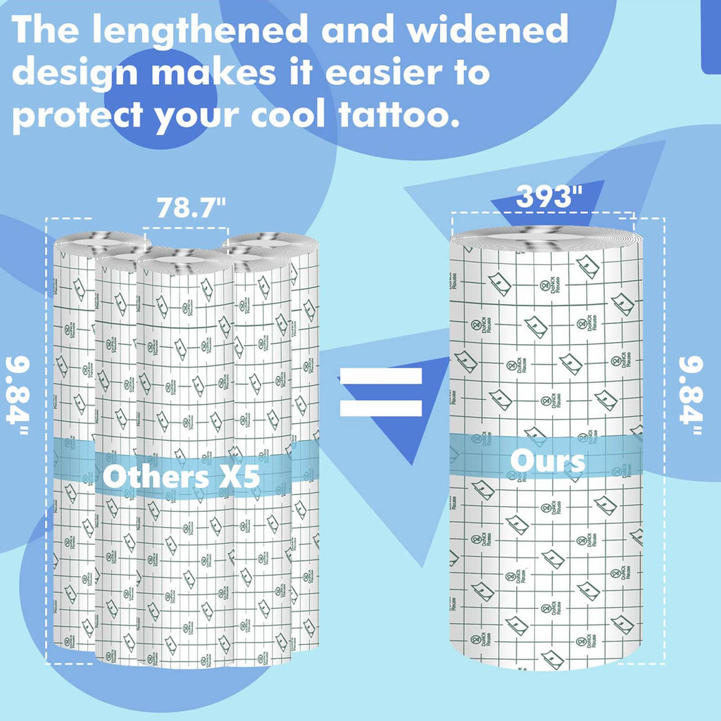 VOOVAO Tattoo Aftercare Waterproof Bandage – Transparent Second Skin (9.84 in x 10.9 yd)