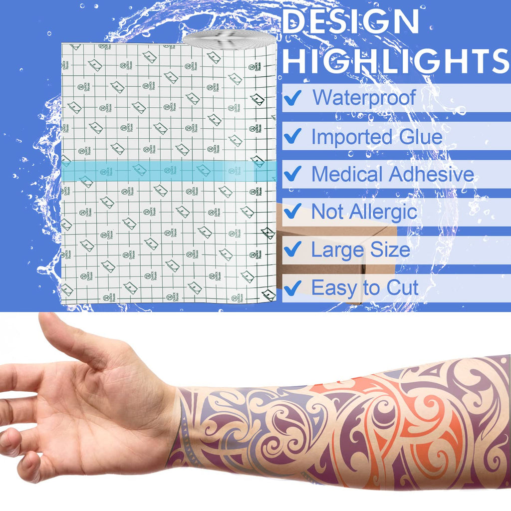 VOOVAO Tattoo Aftercare Waterproof Bandage – Transparent Second Skin (9.84 in x 10.9 yd)