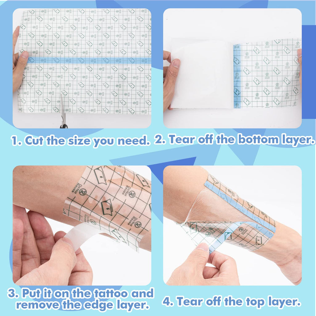 VOOVAO Tattoo Aftercare Waterproof Bandage – Transparent Second Skin (9.84 in x 10.9 yd)