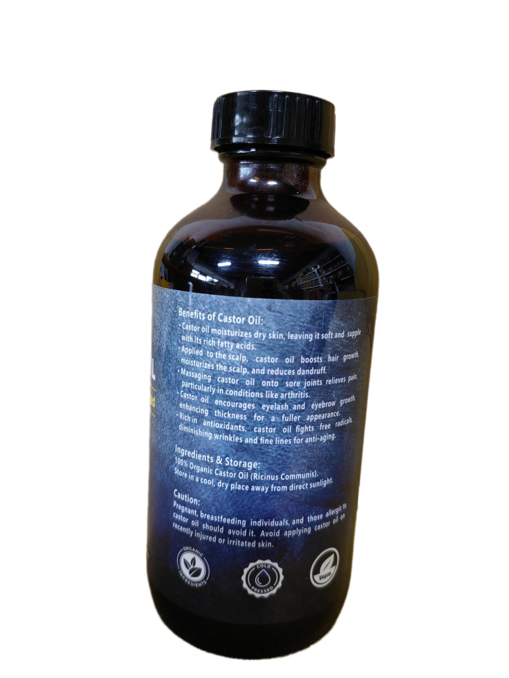 VRJEUGO Organic Castor Oil for Face Roll-On – Deep Hydration, Rollerball, 8oz Amber Glass (2 Rollers)