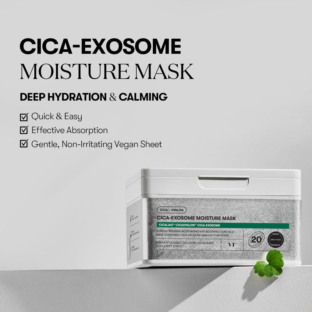 VT COSMETICS Cica-Exosome Moisture Mask – Deep Hydration & Calming (20 Sheets)