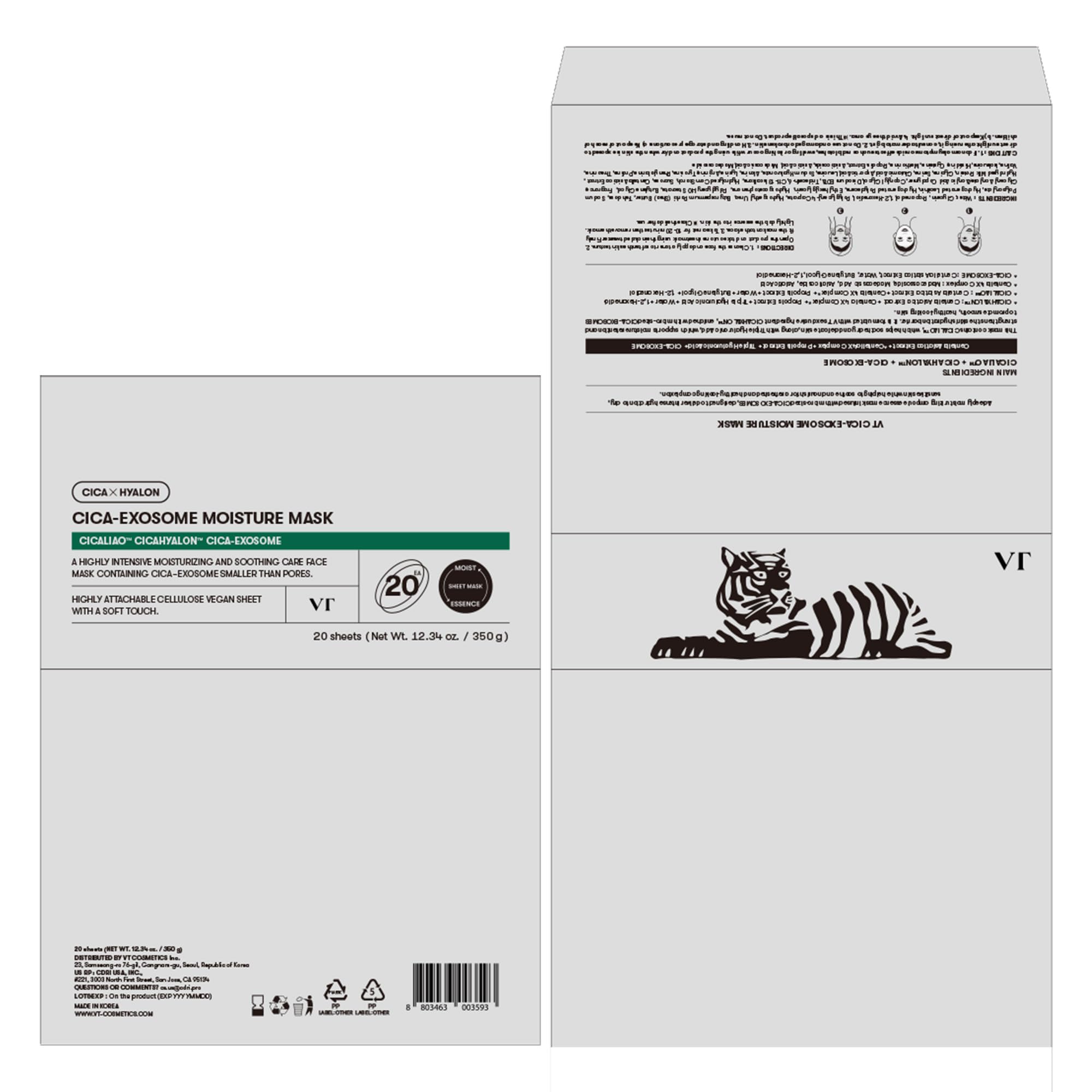 VT COSMETICS Cica-Exosome Moisture Mask – Deep Hydration & Calming (20 Sheets)