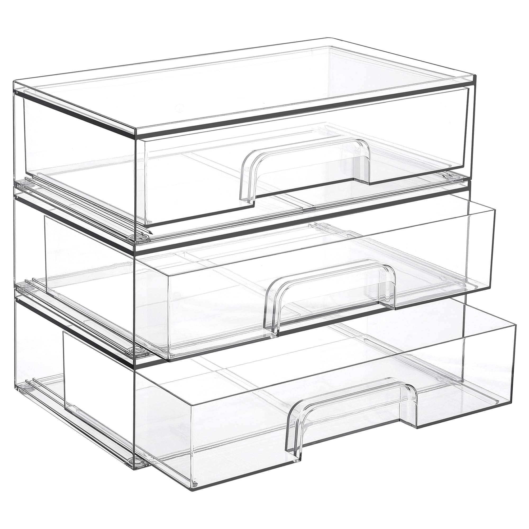 Vtopmart 12.1in Clear Stackable Drawer Organizers — 3 Pack Acrylic Cosmetic Bins