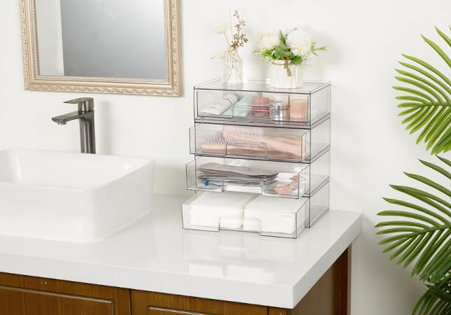 Vtopmart 12.1in Clear Stackable Drawer Organizers — 3 Pack Acrylic Cosmetic Bins
